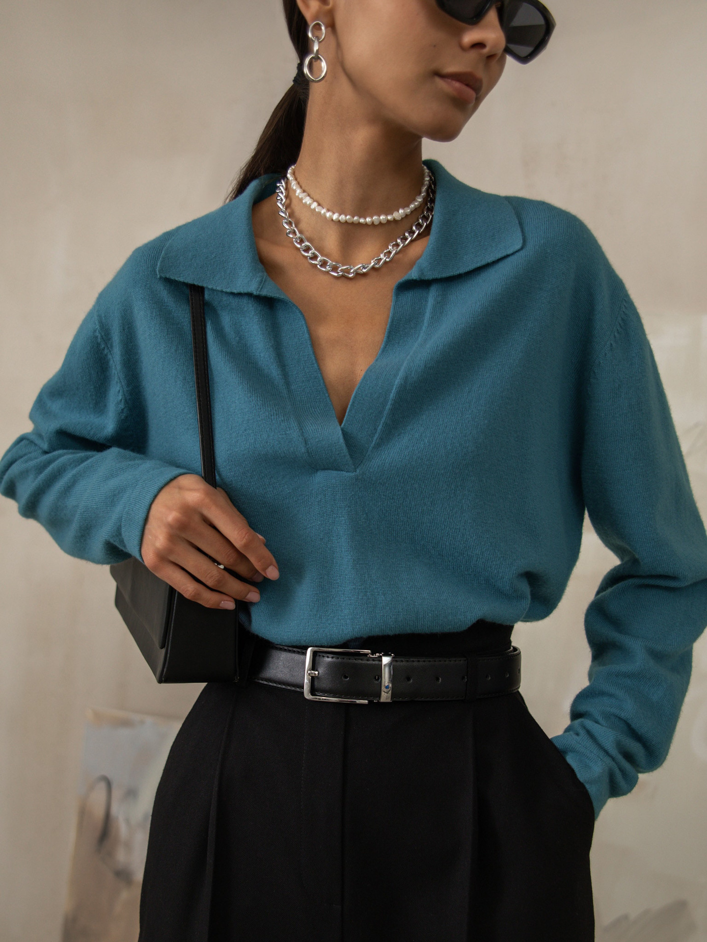 Suéter de cuello polo estilo europeo y americano, otoño-invierno 2025, suéter casual versátil de punto con cuello vuelto para mujer, disponible en Amazon. image 6