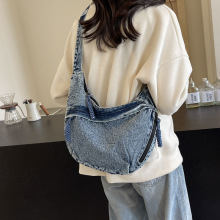 日系ins风休闲百搭帆布包斜挎包包女大学生上课通勤大容量饺子包