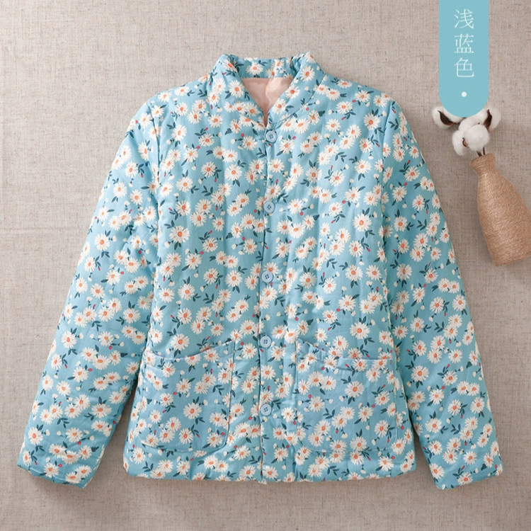 Новая Женская утолщенная хлопковая куртка ручной работы с цветочным принтом, куртка с хлопковой подкладкой, теплая куртка для домашней одежды