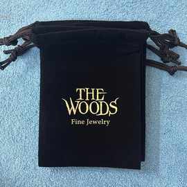 跨境专供黑色丝绒珠宝束口袋 外贸热销 Fine Jewelry 首饰收纳袋