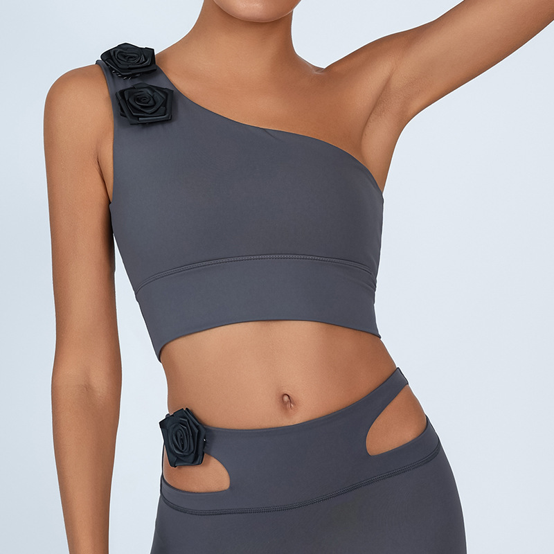 Comercio exterior extranjero extranjero Europa y América chaleco de yoga mujer hombro único sobre pecho antichoque elástico de alta velocidad de secado deportivo sujetador de fitness