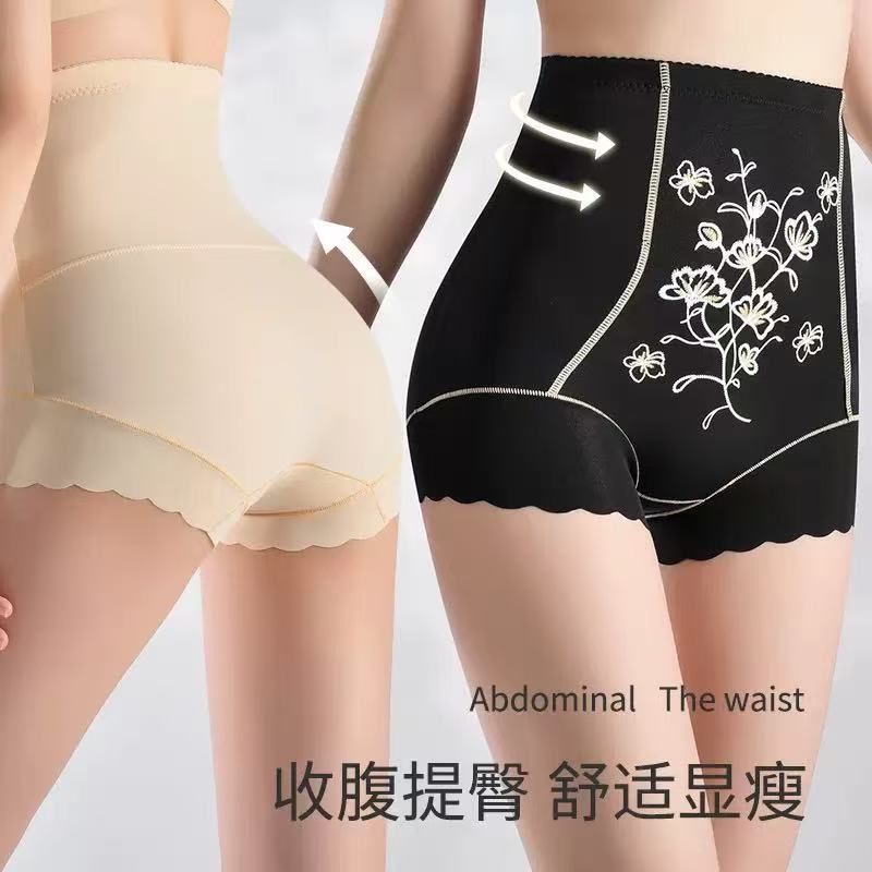 Pantalones de vientre de cintura alta bordados tridimensionales exquisitos de alto lujo, sin costuras, transpirables, ropa interior de mujer de gran tamaño, pantalones de cuerpo de cintura moldeados