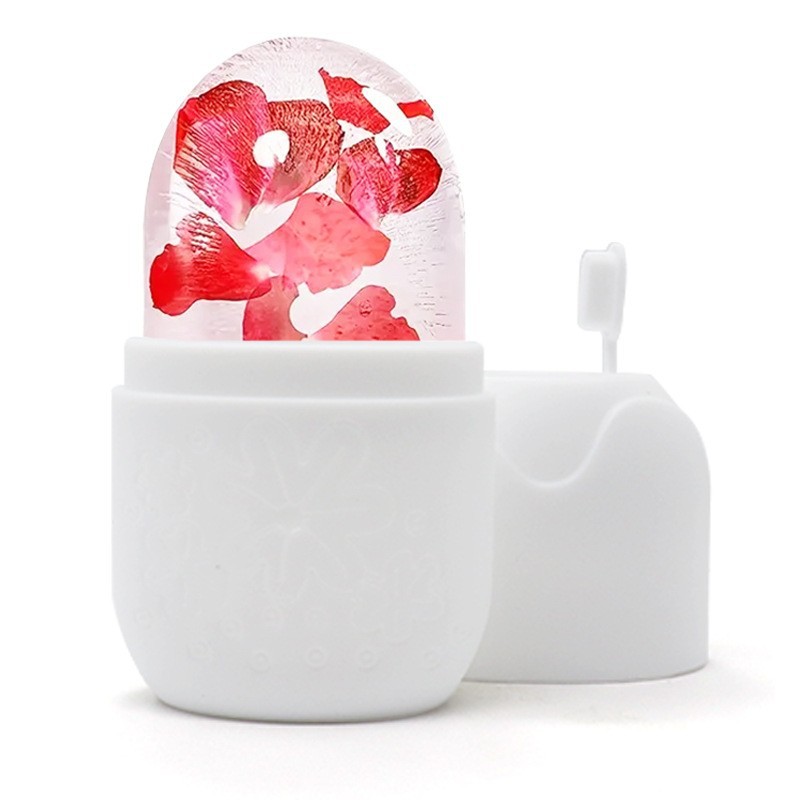Facial Roller Gua Sha Massage Set 3 Piece Silicone Ice Tray Beauty Tool Kit for Face Care in use
