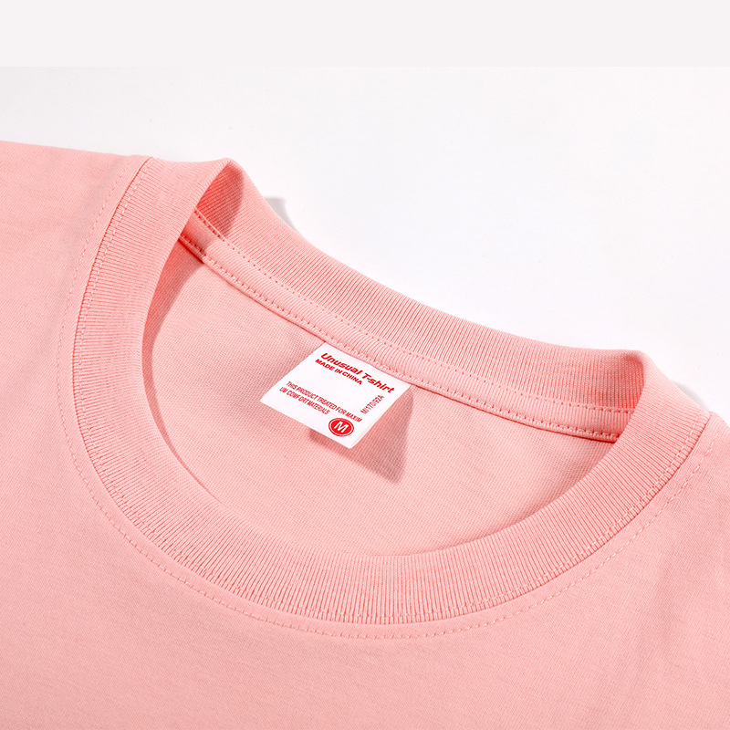 260g de peso pesado, talla europea, algodón suelto, manga corta, cuello redondo, camiseta, ropa de clase, publicidad, camisa cultural, ropa de trabajo, personalización