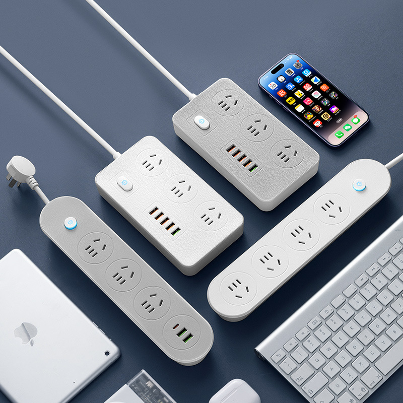 排插带线USB多孔插线板插座家用办公桌面插排批发电源儿童防触电
