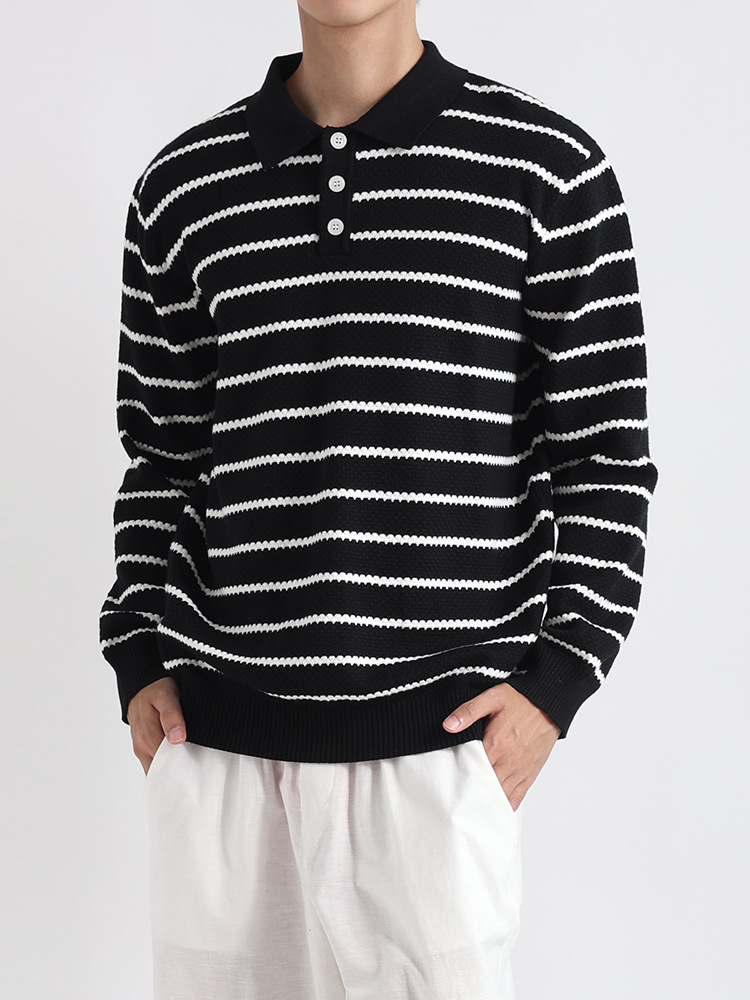La ropa de hombre de estilo antiguo suéter de piña para hombre lujoso camiseta polo de manga larga de lujo camiseta de punto con solapa