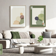 色巧北欧风格客厅装饰画批发绿色小清新餐厅挂画简约抽象几何壁画