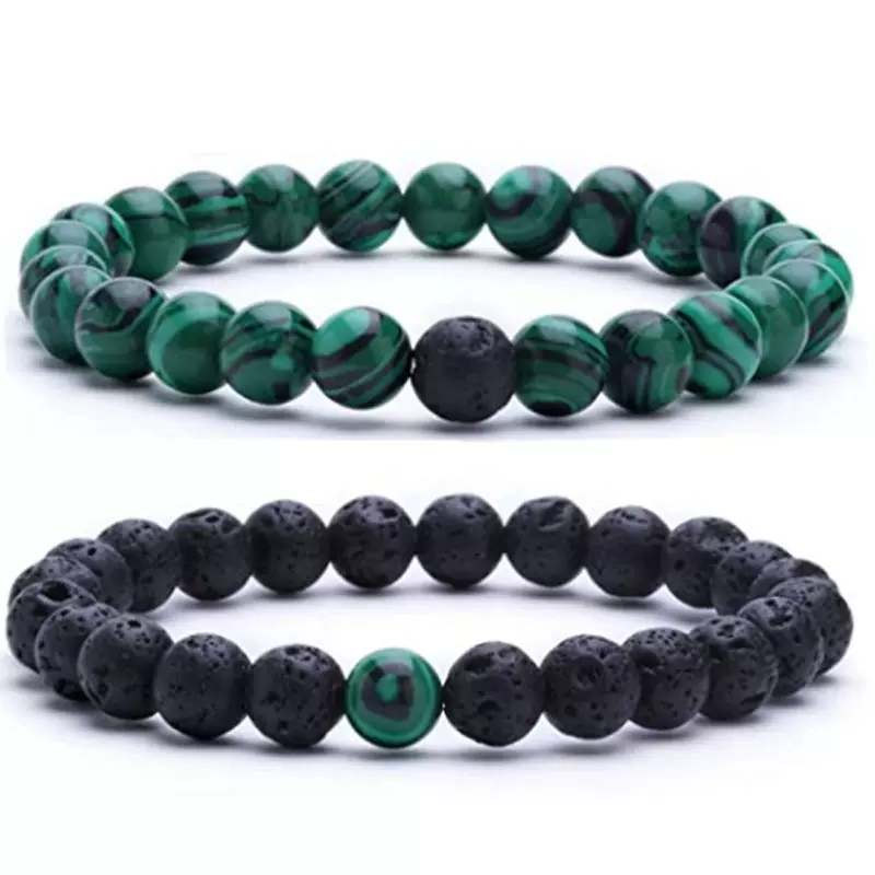 男式串珠手镯熔岩石珠情侣手镯 黄虎眼石珠手串 亚马逊热销