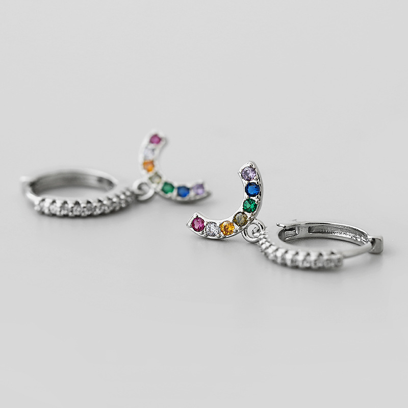 Retro Zirconia Rainbow Pendant Copper Earrings Wholesale Nihaojewelrypicture5