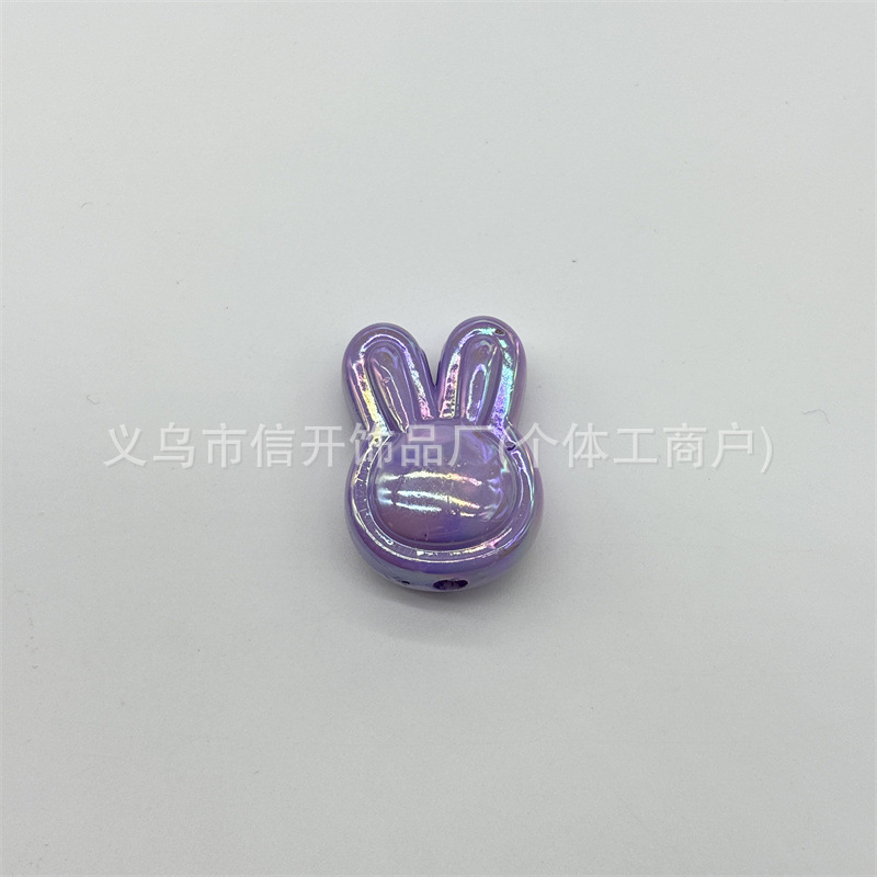 Cuentas de acrílico vibrantes con agujeros verticales y recubierto conejo, para DIY llaveros, cadenas y accesorios de joyería hechos a mano.