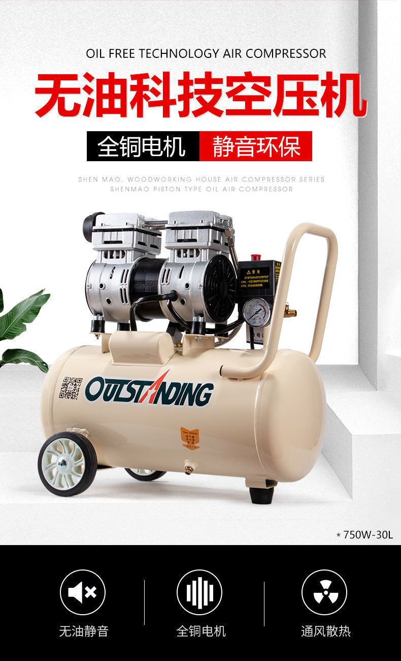 Atus Air Pump Air Compressor Oil-Free Silent Auto Repair Air Compressor 220V Small Woodworking Spray Paint Air Pump
