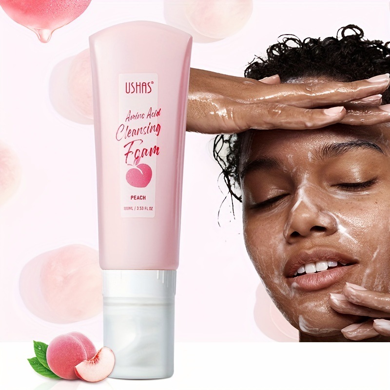 USHAS punto transfronterizo venta caliente melocotón tubo duro limpiador facial interfaz de limpieza refrescante e hidratante