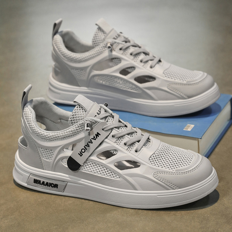 Summer Men's Shoes New Breathable Hollow Hole Shoes Men's Trendy Versatile White Shoes Mesh Shoes Casual Sneakers Cloth Shoes