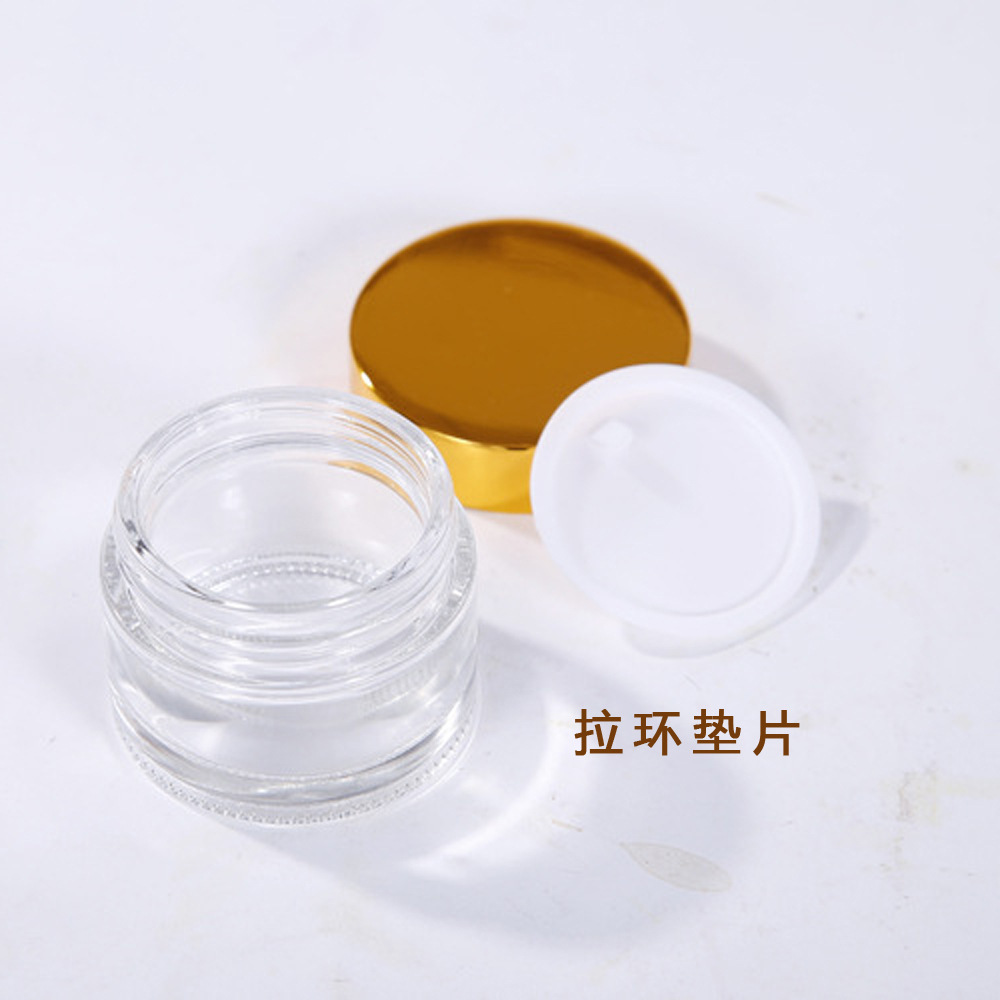 Suministro de fábrica 5g10g-50g en stock al por mayor botella de vidrio transparente cosmética sub-botella de crema facial botella de crema