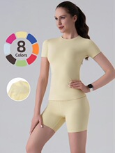 F 89858 Quick Dry Yoga Set Short Sleeve Leggings �ٸ��٤��