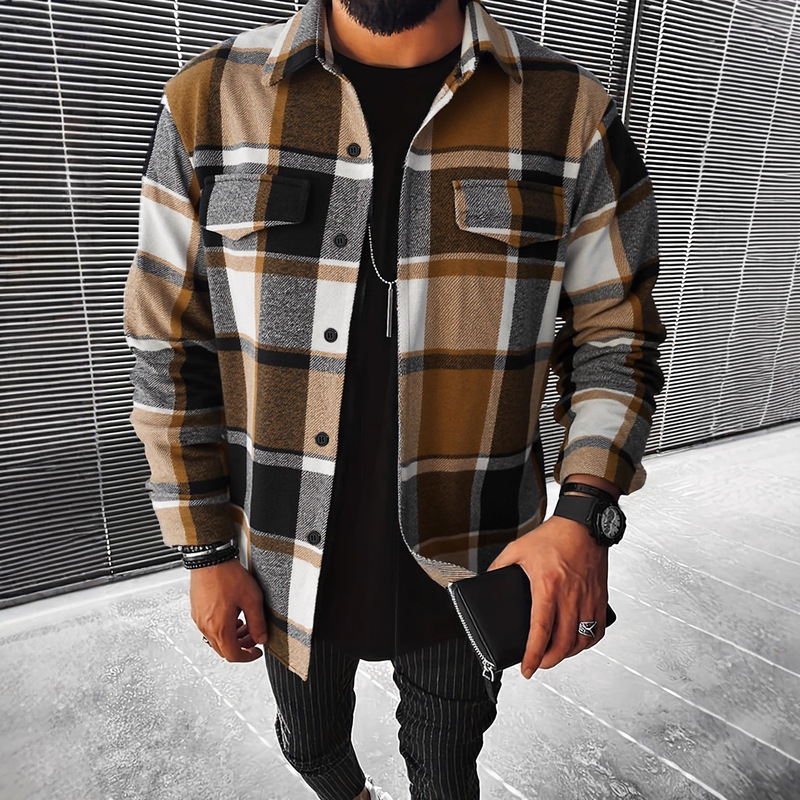 2025 Men's Autumn and Winter New Plaid Coat Shirt Jacket Casual Coat Flannel Plaid 2025 Men's Autumn and Winter New Plaid Coat Shirt Jacket Casual Coat Flannel Plaid