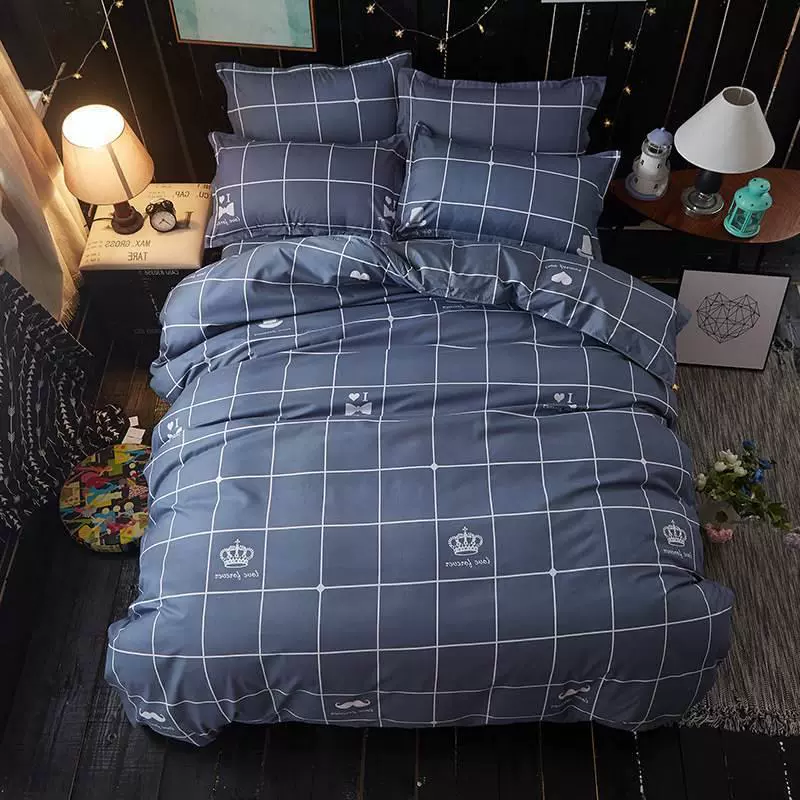 Комплект постельного белья из хлопка, 4 предмета: пододеяльник, простыня