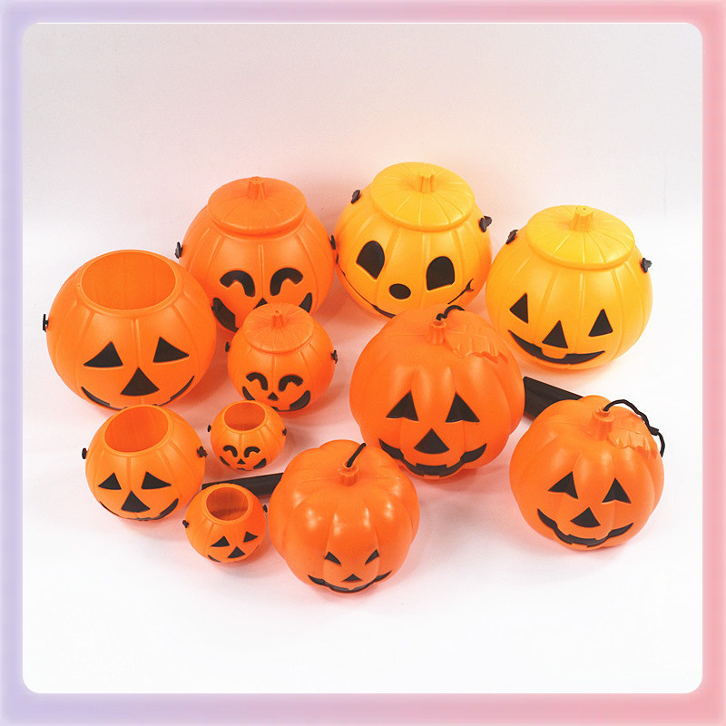 Halloween portátil calabaza barril decoración nocturna extraña lámpara de calabaza luminosa para niños dulces portátiles adornos de barril