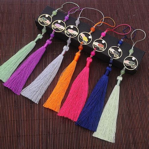 New Colorful Clouds Chasing the Moon Tassel Pendant for Hanfu and Qipao—12cm Fan Charm, Lantern, Jade Ornament, and Tassel Accessory