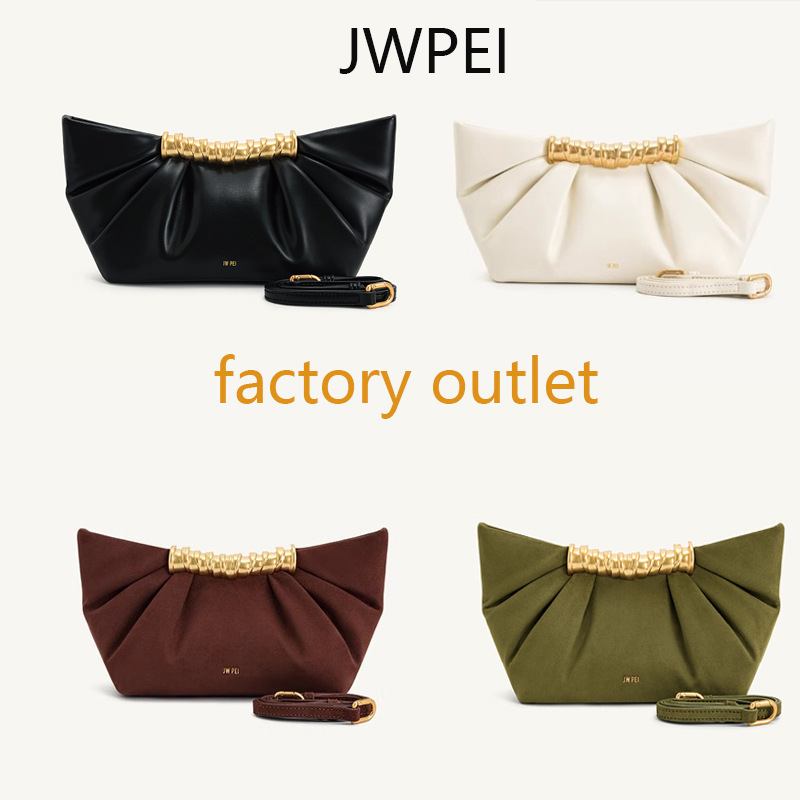 JW PEI Pleated Clutch Bag Leia Metal Fashion High-end Sense Bag 2025 Spring and Summer New Evening Clutch Bag for Women
