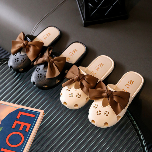 Children's slippers summer girls bow princess Baotou outer wear girls fashion home soft-soled sandals baby slippers