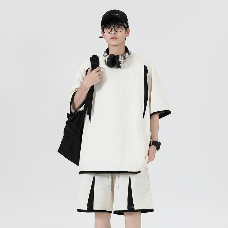 Fábrica directa puede personalizar logotipo impresión juvenil verano nuevo hombre suelto pantalones cortos de mangas cortas juego deportivo