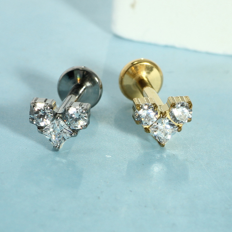 G23 Titanium Inlaid Zircon Opal Lip Nail Internal Thread Piercing Earrings 1.2mm Thick Cochlear Nail detail image 12