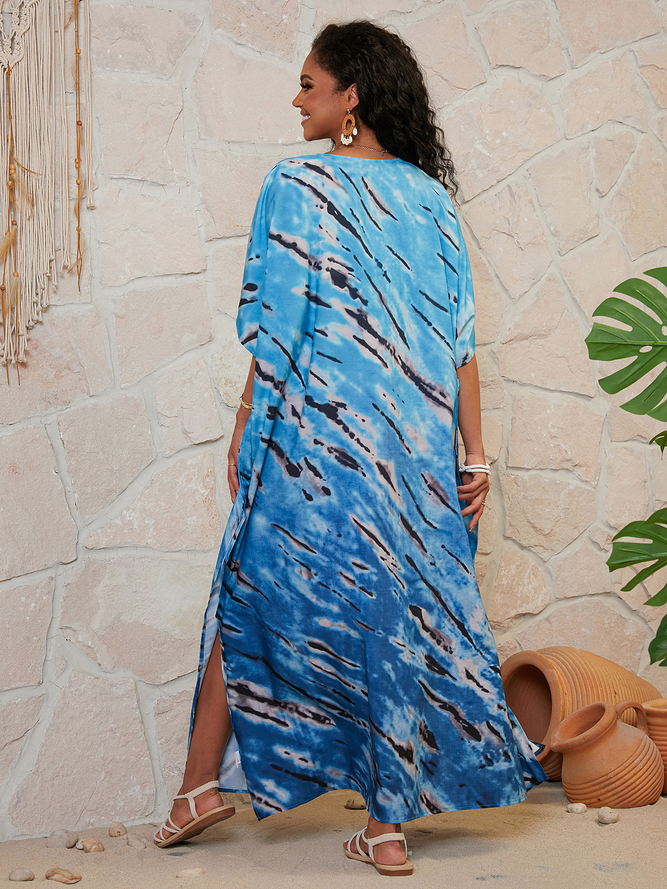 Camisas de playa europeas y americanas transfronterizas impresión vestido suelto bikini camisa protector solar trajes de baño mujeres RZ03