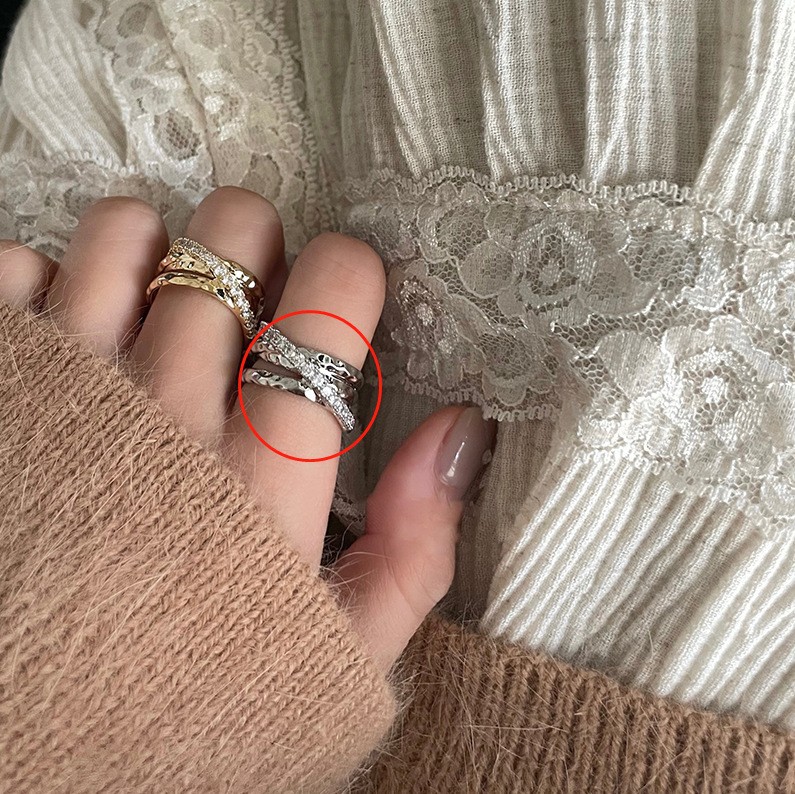 Anillo de circonita de perlas de viento ins, nicho femenino, sentido de alta gama, simple y ligero, anillo de novia de lujo, anillo de apertura de temperamento al por mayor