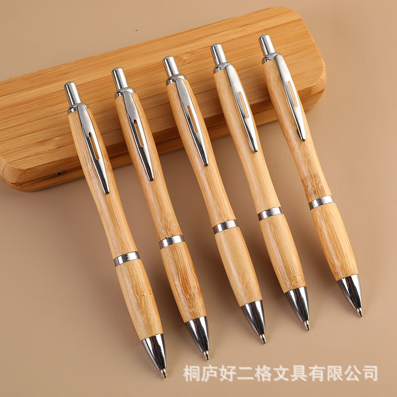 Pluma de bola de bambú calabaza Prensa pluma de bambú verde pluma de forma de calabaza creativa publicidad grabado láser