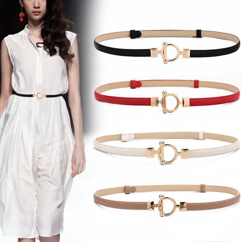 Adjustable mirrored thin belt for women, fashionable and simple with coat, jeans, dress, small belt for women
