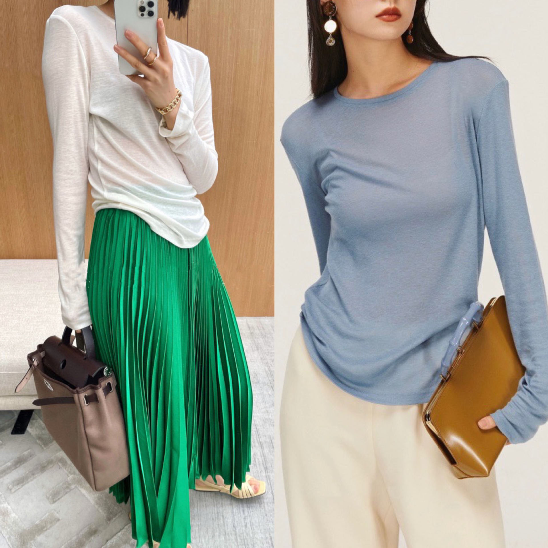 [Clearance 75] High-End Tailored Fashionable Advanced Six-Color Popular Model Bk Silk Tencel Simple Slim-Fit T-Shirt