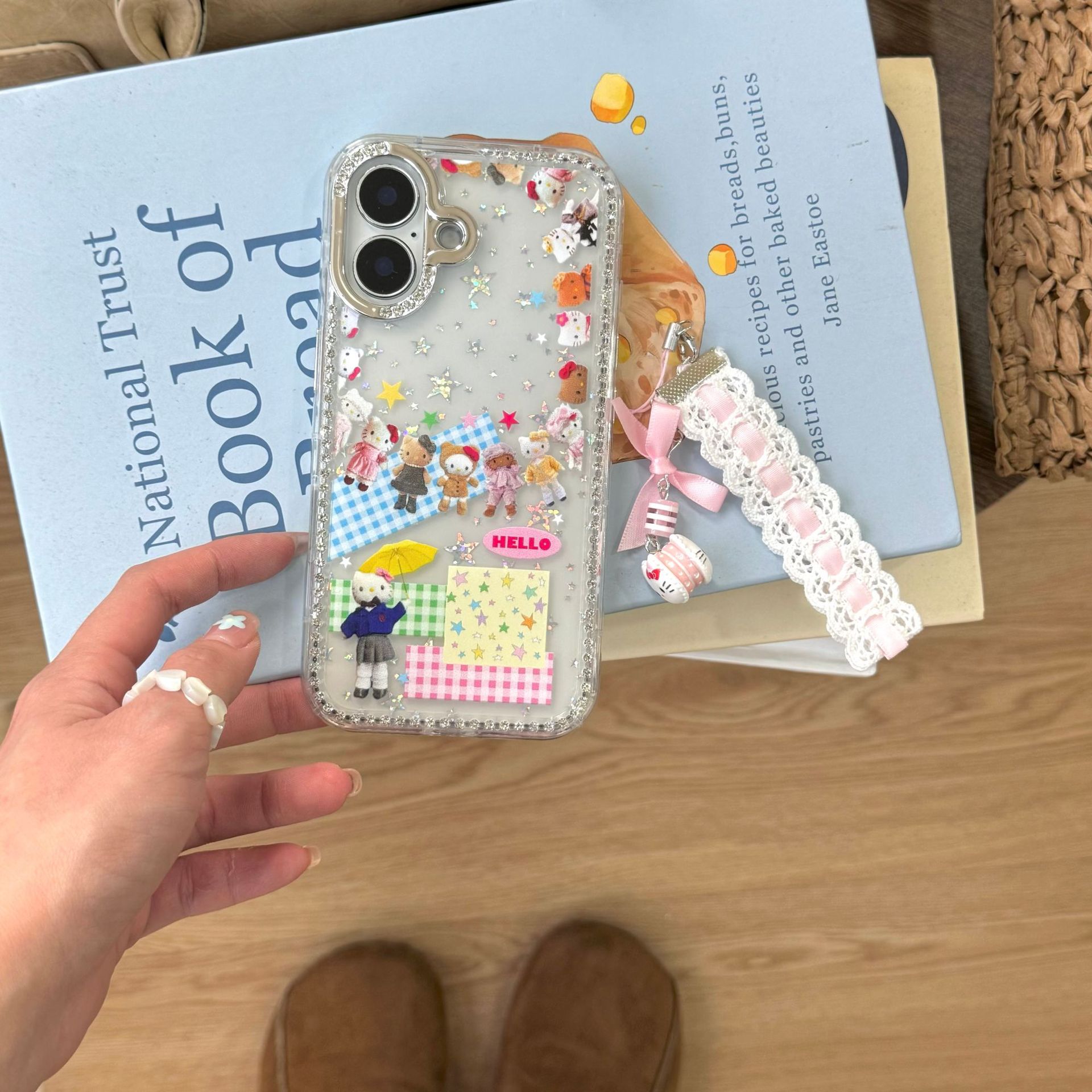 Girl Heart Flash Diamond Star KT Cat Adecuado para Apple 15ProMax Funda para teléfono móvil 16Pro a cuadros 14/13 Mujer 16PM