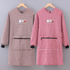 工廠批髮長袖罩衣廚房家用做飯圍腰棉布背帶圍裙防污耐髒圍裙