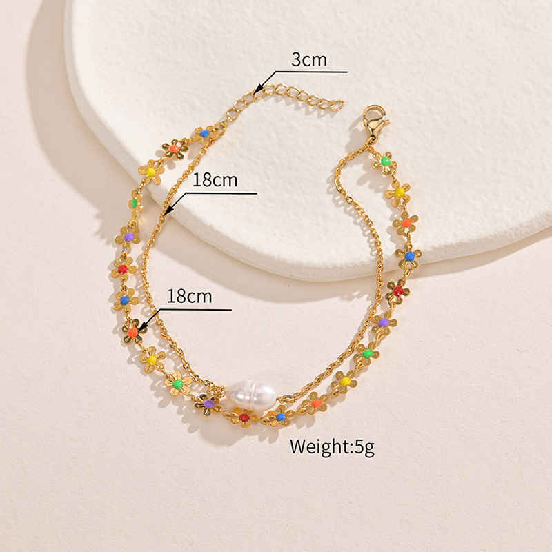 Fashion Flower Stainless Steel Pearl Bracelets 1 Piece
