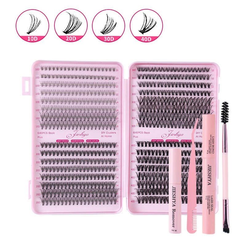 False Eyelash DIY Book, 640 pcs Clusters, 10D–40D Volume, Gift Box Kit