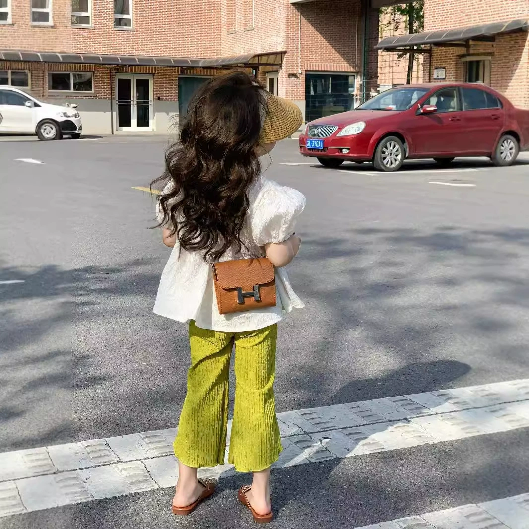 Doll, green flared trousers, set, Korean style