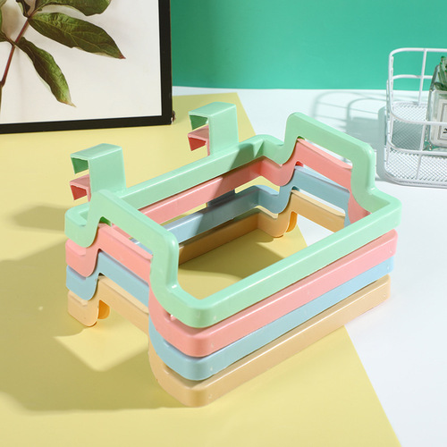 Kitchen hanging cabinet door garbage bracket without punching door back macaron color storage rack plastic bag garbage rack