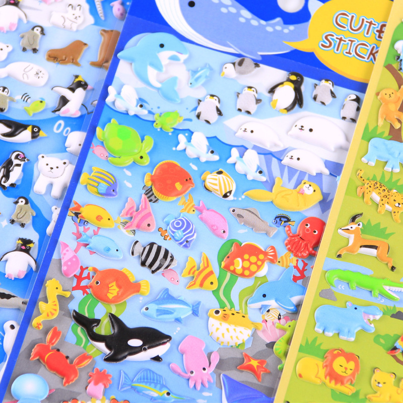 3D 象、ライオン、ペンギン 立体ステッカー 漫画動物園 子供 赤ちゃん 知育 報酬ステッカー DIYデコレーション|undefined