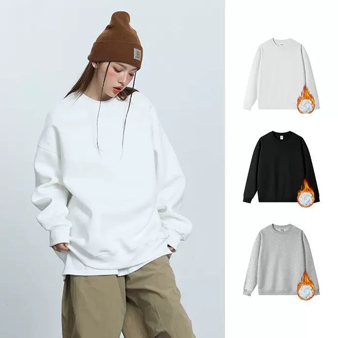 匠一跨境 加绒圆领卫衣女 2025秋冬新款宽松外套韩系外贸女装上衣