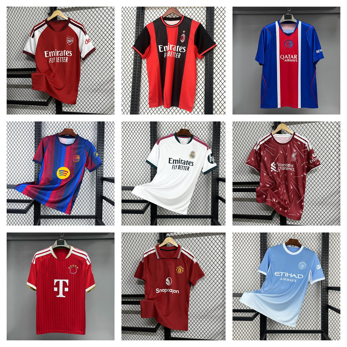 2627 temporada Barcelona Real Madrid Manchester United Bayern Benfica camiseta de casa y visitante Celtic AC impresión de uniformes de fútbol