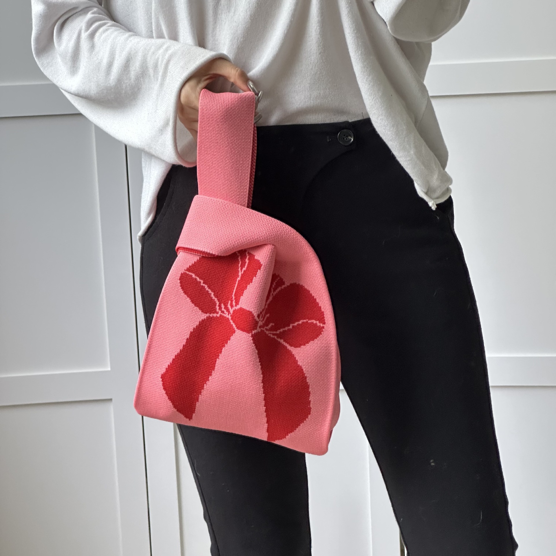 Bolso de mano tejido para embalaje de regalos, bolso tejido con múltiples patrones, estilo ins, bolso tejido para mujer, mini versátil.