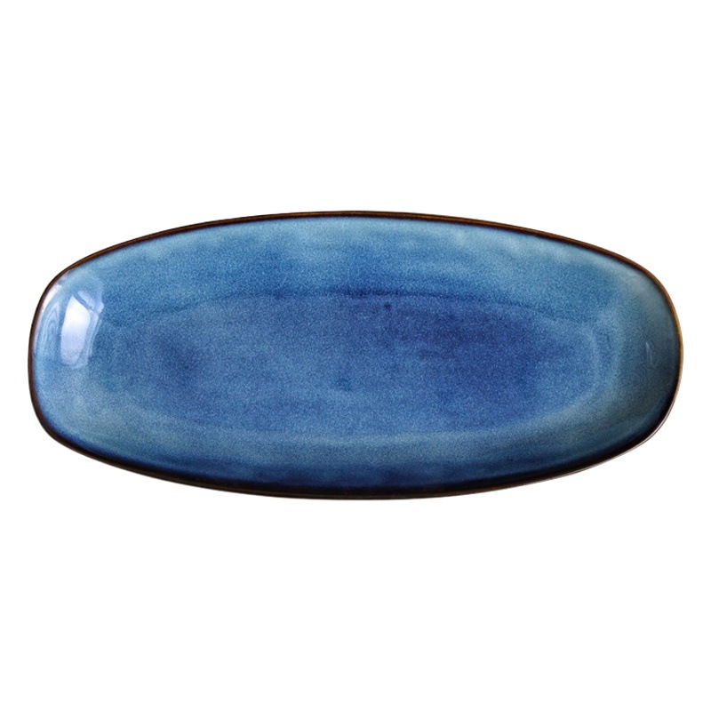 Gran horno de cerámica Placa de pescado placa ovalada plato de sushi placa occidental Dan-plato en forma de hotel restaurante plato transfronterizo