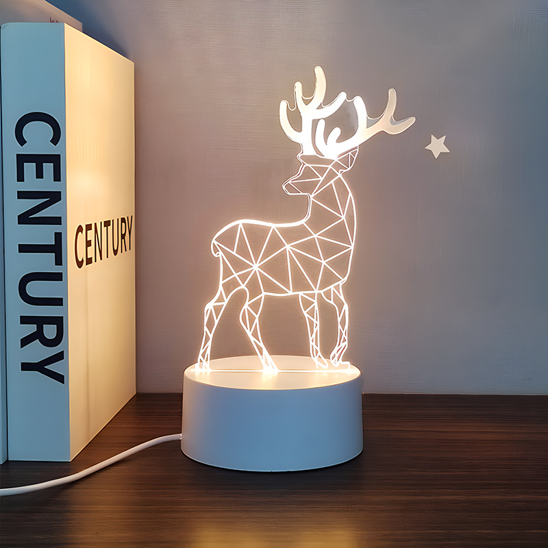 Venta al por mayor luz nocturna 3D USB niños dibujos animados regalo de Navidad lámpara de mesa pequeña atmósfera transfronteriza fijo logotipo acrílico