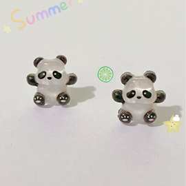 韩版立体熊猫洋气耳钉2024新款可爱萌趣耳饰学生时尚甜美耳饰品