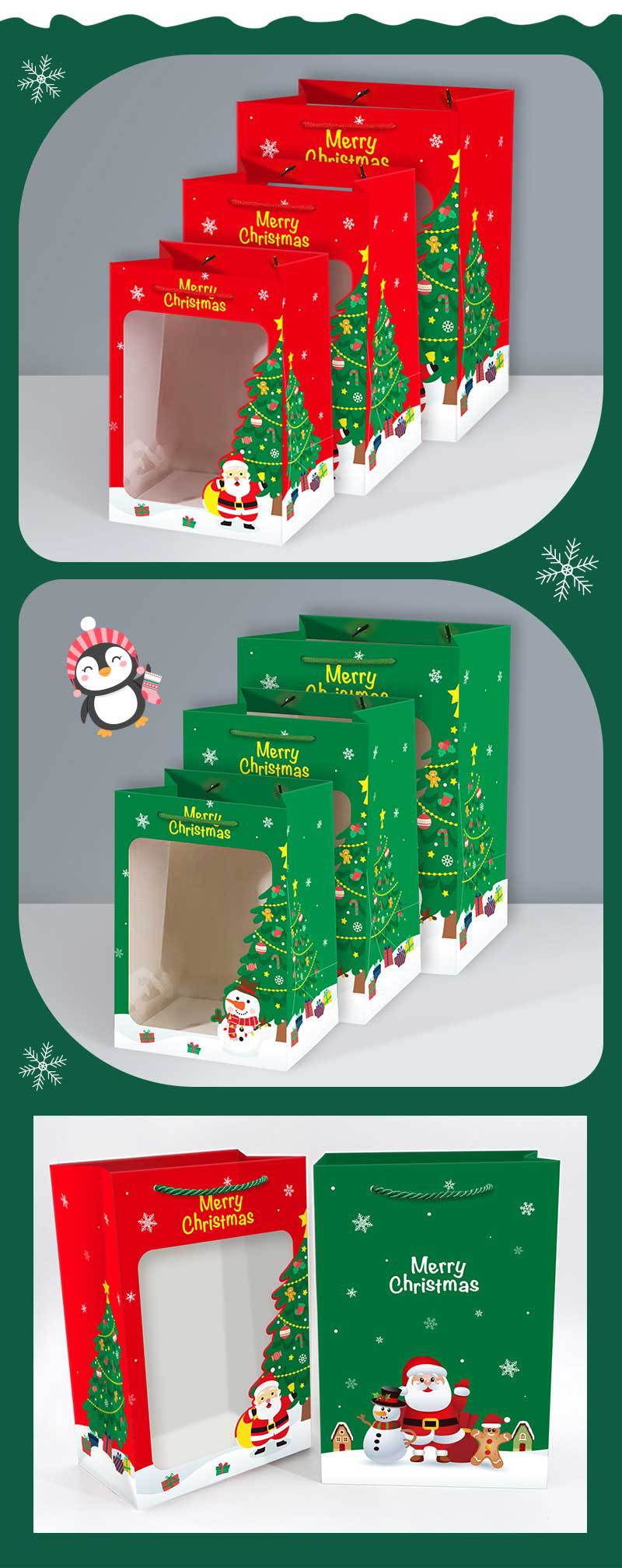 Weihnachten Süß Weihnachtsbaum Schneemann Papier Gruppe Geschenk Taschen display picture 1