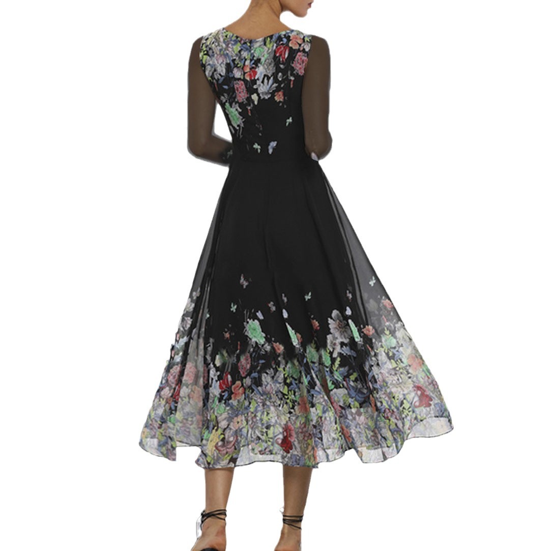 Vestido largo de manga larga con encaje y falda amplia con vuelo, estilo europeo y americano, con estampado sexy y calado, novedad de verano transfronteriza de 2025 para mujer. image 6