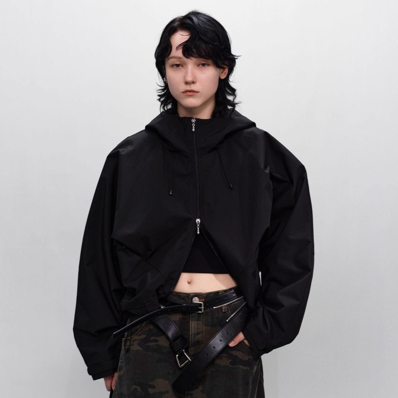 十三行R13新款夹克时髦廓形显瘦连帽高领短款风衣外套女2025AW|undefined