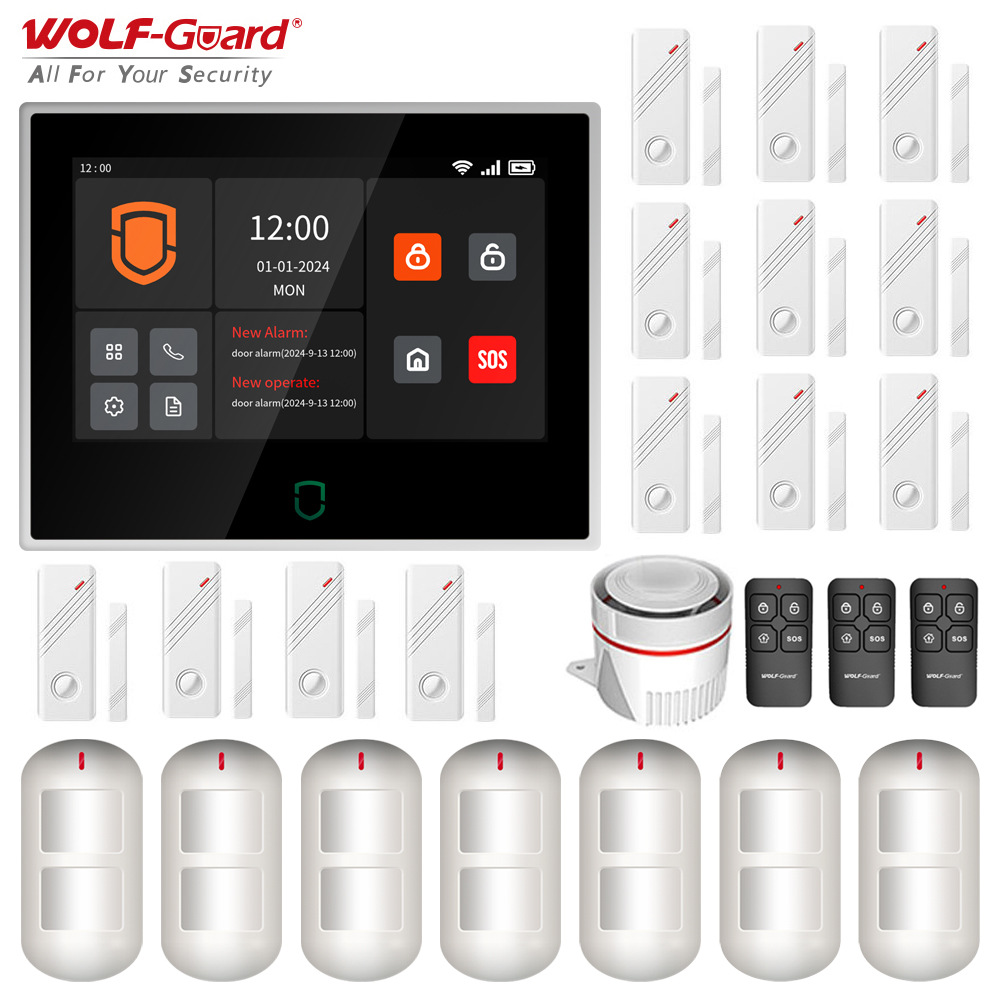 Graffiti transfronterizo de 7 pulgadas pantalla táctil completa alarma host adaptado al envejecimiento doméstico inteligente wifi + sistema de alarma de seguridad 4g