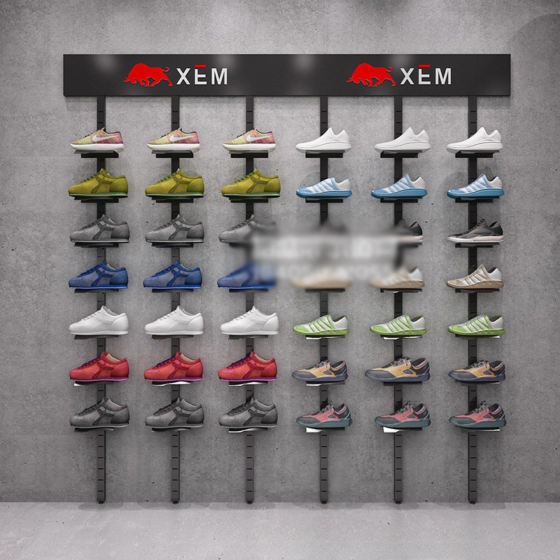 Tienda de ropa estante de exhibición gabinete de exhibición de pared Zapatero tienda de zapatilla de deporte estante centro comercial tienda de zapatos estante de zapatos